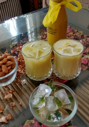 A picture of Badam and kesar sharbat.