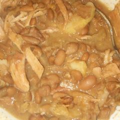 A picture of Brown beans and tenderloin roast.