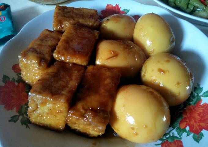 Cara Gampang Membuat Telur tahu bumbu kecap (bacem) Anti Gagal