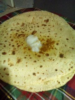 A picture of Makai ki Roti (Corn flat bread) by Nancy.