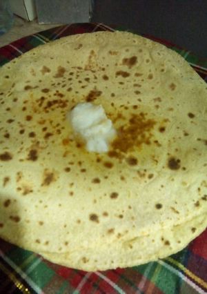 A picture of Makai ki Roti (Corn flat bread) by Nancy.