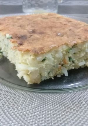 Una foto de Tortilla de arroz y espinaca