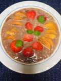Smoohtie de avena con chocolate, fresas, caqui !!