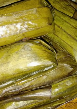 Foto resep Lontong isi Oncom pedas