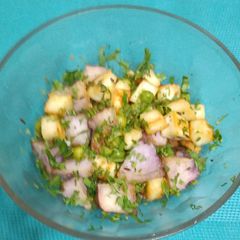 A picture of Purple Yam, Paneer & Green Peas Chat.