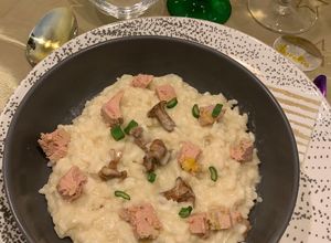 Une photo de Risotto au foie gras aux girolles