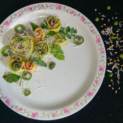 Stuffed Moong dal Khandvi A picture of Stuffed Moong dal Khandvi.