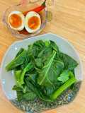 Boiled Chinese Broccoli with Egg Fish Sauce Dip