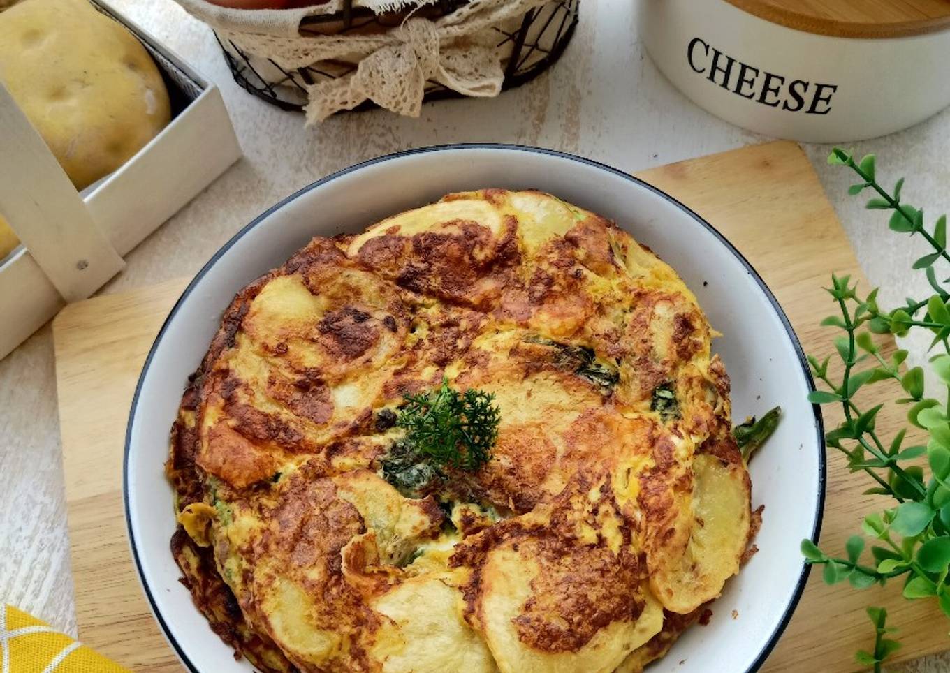 Fritata Kentang Bayam Ham