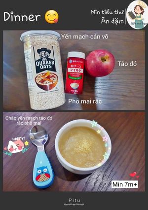 Hình của món Cháo yến mạch táo đỏ rắc phô mai.
