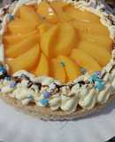 Tarta de durazno y crema diplomata