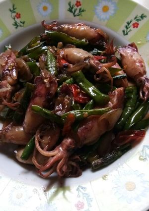 Foto resep Tumis cumi kacang panjang