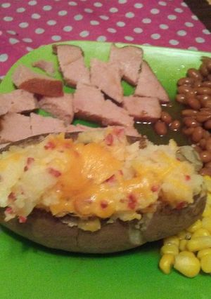 A picture of Twice baked potatos.