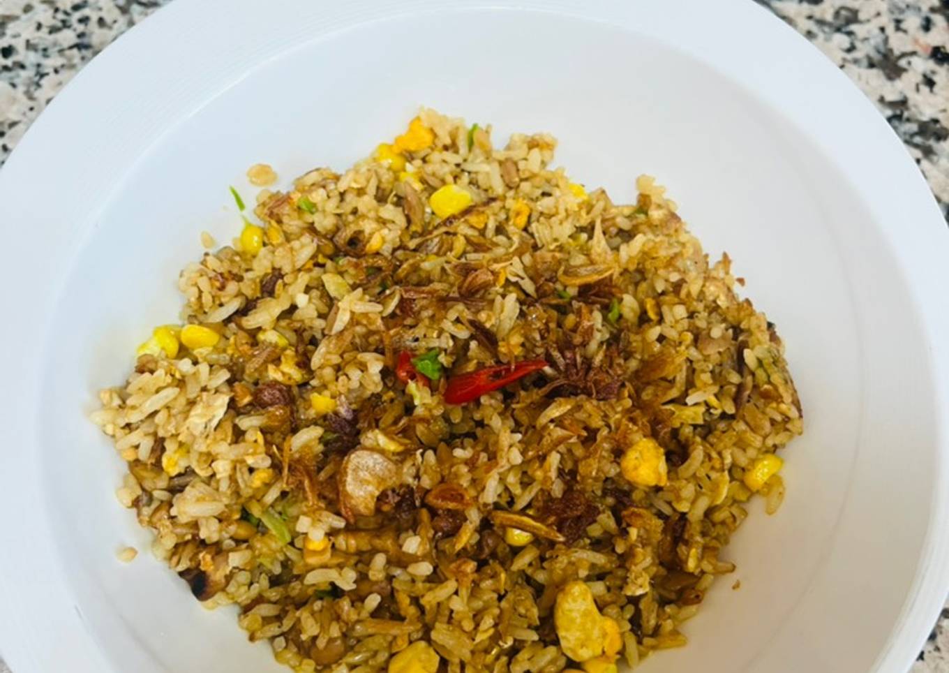 Nasi goreng tumis Tuna dan tempe orek