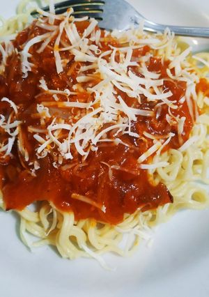 Foto resep Mie telor Bolognese sauce