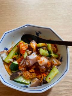 涼拌泡菜章魚 🐙蛸ときゅうり🥒のキムチ和え 的食譜成品照片