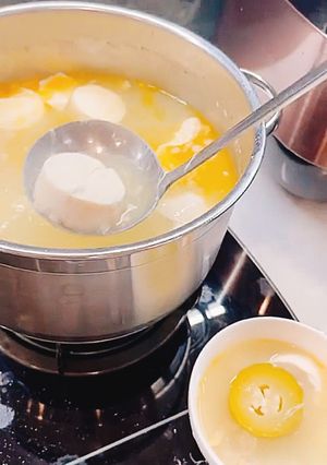 Hình của món Canh bí đao tàu hủ trứng muối.