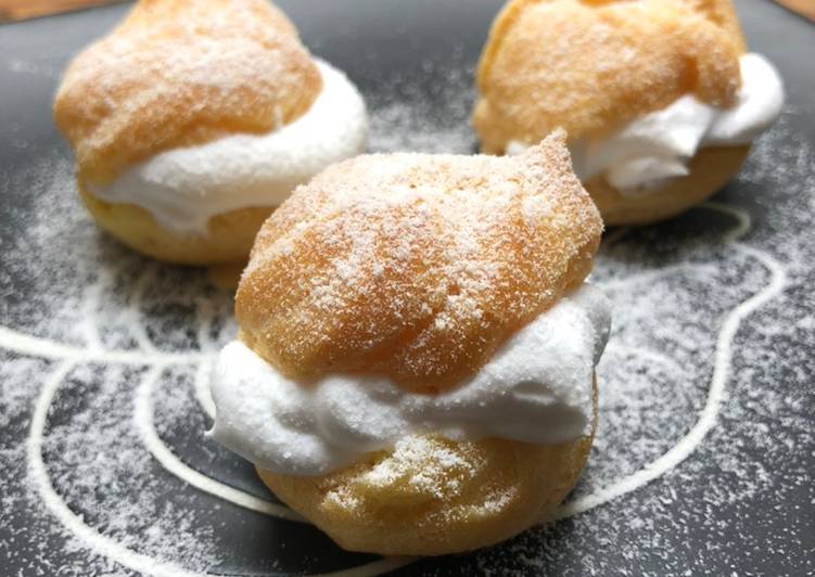 Resep Kue Sus Mini krim Chantilly/ mini choux pastry chantilly cream, Sempurna