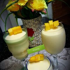 A picture of Banana and mango shake.