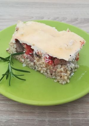 Rakott pulyka bulgurral recept fotója