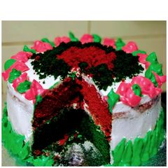 Red & Green Velvet Cake A picture of Red & Green Velvet Cake.