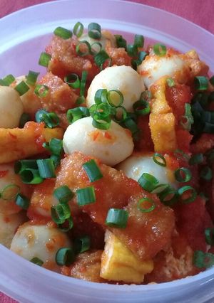 Foto resep Telur puyuh balado tahu