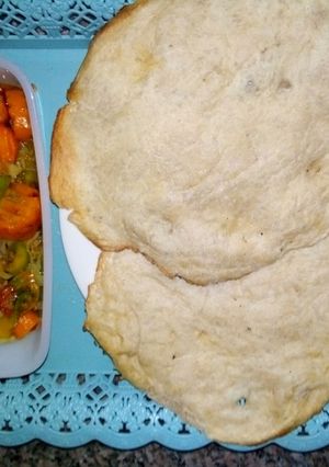 A picture of Local gurasa and minced meat sauce.