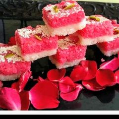 Coconut Rose Barfi A picture of Coconut Rose Barfi.