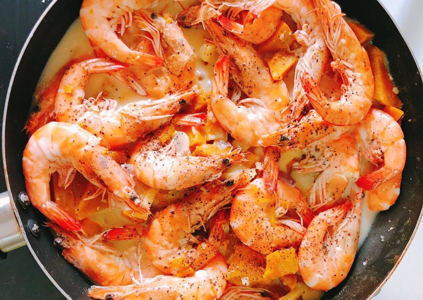 Pumpkin shrimp and coconut milk