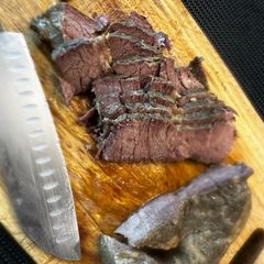 A picture of Worlds BEST HONEST Sous Vide Beef topside injected with bone Marrow.