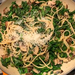 A picture of My take on veggie carbonara.
