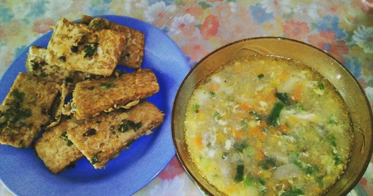 Resep Sup Jagung dan Tempe Goreng oleh Rani Candrakirana Cookpad