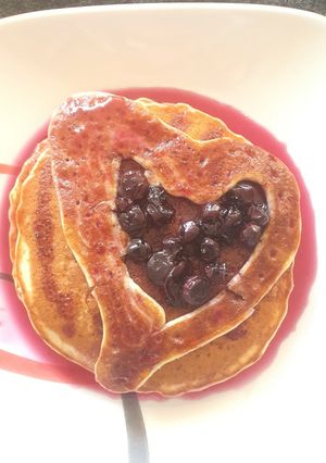 Una foto de Blueberry pancakes