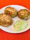Broccoli Patties with Avocado and Feta Sauce (Healthy Version)