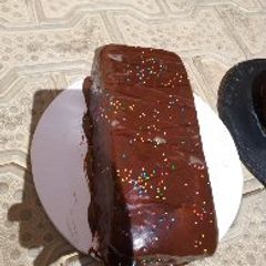 Chocolate cake loaf with chocolate gnache frosting A picture of Chocolate cake loaf with chocolate gnache frosting.