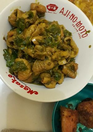 Foto resep Kulit ayam cabai hijau
