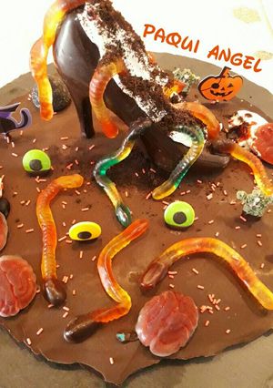 Una foto de Tarta zapato diabólico con mousse para Halloween