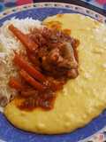 Puré de papa con pollo adobado a la olla