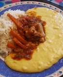 Puré de papa con pollo adobado a la olla