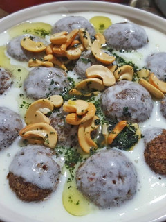 A picture of Kibbeh in Yogurt Sauce.