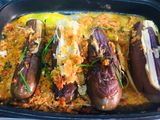 Terung bakar Bersambal bersama Telur Separuh Masak