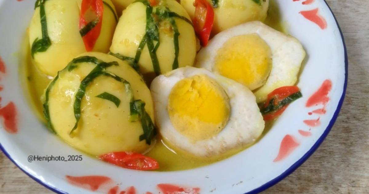 Resep Telur Bumbu Kuning Daun Mangkokan Rasanya Maknyus
