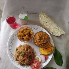 Sindhi lunch- Bugha Chawal Dal basar A picture of Sindhi lunch- Bugha Chawal Dal basar.