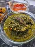 Daun Ubi Tumbuk dengan Ikan Asap