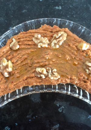 A picture of Muhammara محمره walnut Appetizer.
