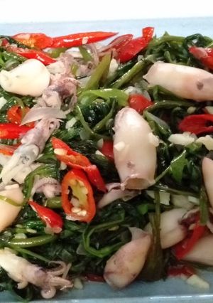 Foto resep Cah kangkung cumi asin