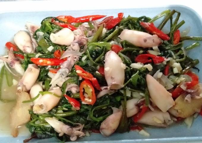 Panduan Masakan Resep Cah kangkung cumi asin