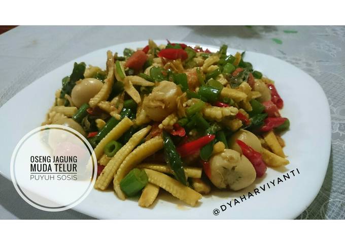 Cara bikin Tumis jagung muda telur puyuh sosis Cara bikin Tumis jagung muda telur puyuh sosis