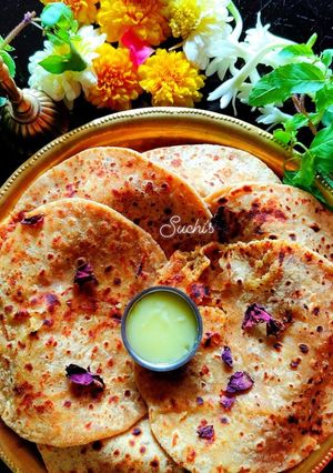 A picture of Coconut and dry fruit puran poli.
