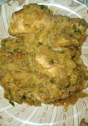A picture of Cabbage Chicken(بند گوبھی گوشت).